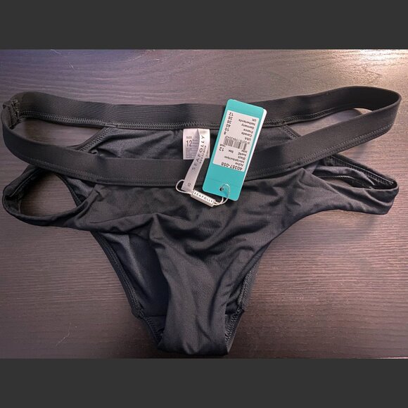 NWT SEAFOLLY COLLECTIVE SPLIT BAND 2 PIECE BLACK SURFER GLAM BIKINI SIZE 8 - Picture 14 of 14